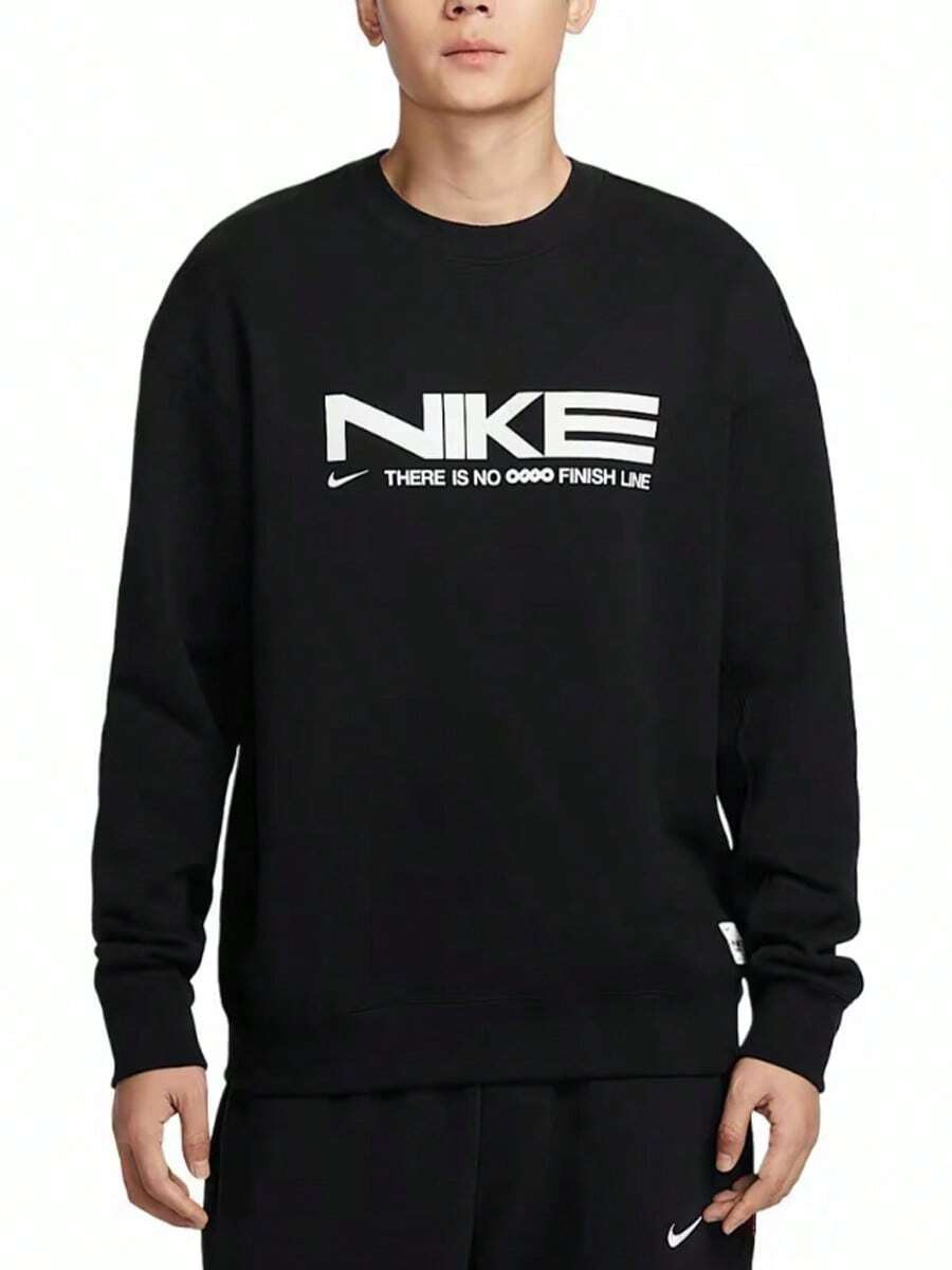 Nike Sportswear AS M NSW PREMIUM FLC GCEL 男士運動 T 恤,舒適時尚百搭圓領寬鬆長袖 T 恤,黑色 - 黑色 - 查看 1