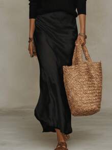 Bohemian Lace Trim Maxi Dress, Spaghetti Strap V-Neck Ruched Asymmetrical Hem Western Style Dress - 黑色 - 查看 3