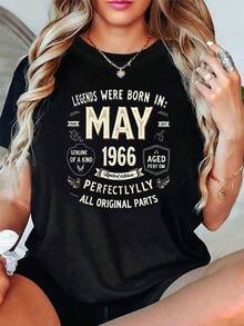 1 Piece Unisex Loose Fit Crew Neck Short Sleeve T-Shirt, 180g, 100% Pure Cotton, Breathable And Soft, Y2K Bababask Style With Modern Graphic Print, Ideal For Women And Men, Perfect For Daily Wear, Festivals, Concerts And All Seasons - 黑色 - 查看 1