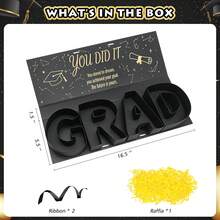 GRAD字母造型纸盒，适合装毕业礼物、零食、鲜花和其他毕业纪念品，是高中或大学毕业派对装饰的理想之选，也适用于2026届毕业季装饰、糖果、幼儿园毕业季等场合。 - 查看 8