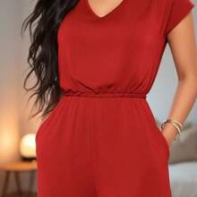 Women's Palazzo Jumpsuit - Comfortable, High Quality, Perfect For Everyday Wear - 紅色 - 查看 3