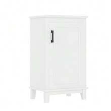 Freestanding Bathroom Cabinet Measuring 51x34x83cm, With Integrated Sink, Fully Lacquered, Shelves On The Door, Adjustable Shelves, Integrated Ceramic Sink, Ideal For Small Spaces, White Color. - White - View 8