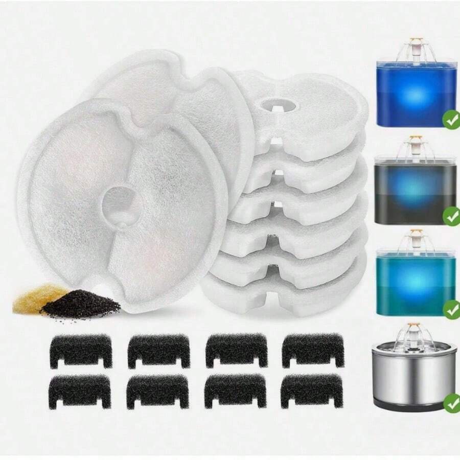 16 Pack Filters For Pet Water Flower Fountain Replacement Filter Cat Dog - Round - View 1
