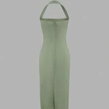 Vestido de mujer de longitud media elegante, adecuado para vacaciones, reuniones diarias, fiestas y eventos de cóctel - Verde Pastel - Ver 6