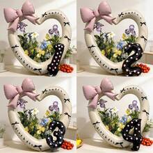 Juego de globos de lámina con forma de corazón de 40 pulgadas de color crema (números del 0 al 9) con lazo de cinta de satén negro y pegatina "Feliz cumpleaños", decoración de globos con lazo rosa, adecuado para fiestas de cumpleaños, eventos al aire libre, aniversarios, fondos de boda - Número con lazo en forma de corazón recortado de color crema - Ver 1