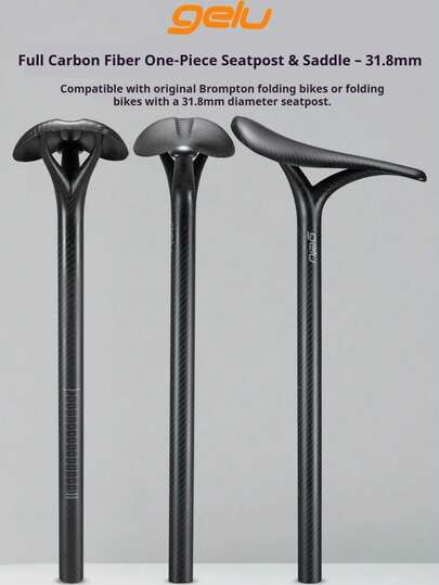 Bộ yên và cọc yên liền khối GELU Carbon Fiber 31.8mm, tương thích với xe đạp gấp Trung Quốc, siêu nhẹ, hoàn toàn bằng carbon, nhẹ hơn 50% so với bộ yên và cọc yên bằng nhôm truyền thống mà không làm giảm độ bền, truyền lực trực tiếp hơn, thiết kế công thái học, hoàn hảo cho những người đam mê độ xe đường phố.
