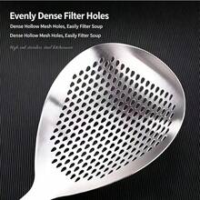 1pc/2pcs Wooden Handle 304 Stainless Steel Hollow Strainer Spoon, Heat-Resistant Hanging Cooking Utensil, Suitable For Frying French Fries, Boiling Noodles, Daily Kitchen Use - Multicolor - View 4