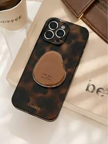 Vintage Amber Color Mobile Phone, Minimalist Heart-Shaped Phone Stand - Cute Brown Phone Stand Holder, Aesthetic Phone Accessory, Minimalist Heart-Shaped Phone Stand Holder - Fashionable Minimalist Brown Phone Stand Holder For Daily Use, Cute Heart-Shaped Phone Stand Holder - Soft Minimalist Daily Makeup Mirror Phone Accessory - Brown - View 4