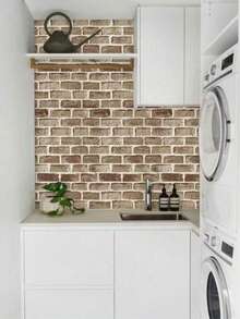 44.5*100 Cm Removable Adhesive Wallpaper - Vinyl Material Decorative Self-Adhesive Wallpaper, Suitable For Home Decor, Retro Brick Pattern Suitable For Bedroom, Living Room, Kitchen, Desk, Christmas Red Brick Decorative Sticker, Waterproof And Mildew Proof - Multicolor - View 10