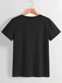 Men's T-Shirt With Skull And Rabbit Ear Design, Round Neck, Casual Style, Suitable For Spring And Autumn, Loose And Comfortable. - Black - View 2