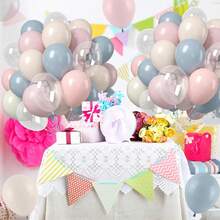 40pcs Light Blue, Pink, White Latex Balloons With Clear Balloons, Suitable For Baby Shower, Birthday Party Decoration, Party Balloon Set - Multicolor - View 7
