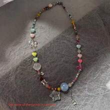 Collar con colgante de estrella de colores caramelo bohemio, accesorio de vacaciones de estilo Y2K multicolor para mujeres - Multicolor - Ver 2
