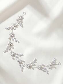 1 chiếc băng đô cài tóc cô dâu đính đá Cubic Zirconia hình hoa, 27cm, phụ kiện cài tóc cưới lấp lánh, phụ kiện tóc dự tiệc phong cách Bohemian, kẹp tóc hoa Cubic Zirconia thanh lịch, phụ kiện tóc cưới màu bạc tinh tế, phụ kiện tóc dự tiệc tối giản lấp lánh. - Bạc - Xem 6