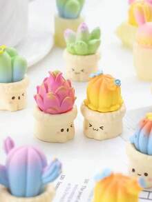 5/10 pezzi Carini Mini Ornamenti in Resina a Forma di Cactus in Vaso cartoni animati, Decorazione Raffinata di Piante Succulente in Miniatura, Regalo Ideale; Delicata Decorazione da Scrivania, Adatta per la Decorazione della Camera da Letto; Creativi Piccoli Ornamenti Artigianali Fatti a Mano, Decorazione per la Casa e Esposizione sulla Scrivania del Soggiorno; Piccola Scultura di Pianta in Vaso, Adatta per Libreria, Mobile, Scrivania, Regalo per l'Insegnante, Pianta Artificiale con Vaso - Multicolore - Visualizzare 1