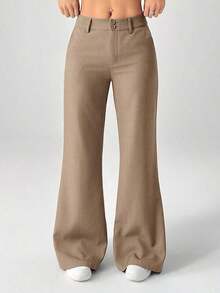 Nuevos pantalones de traje de estilo casual de cintura baja para otoño e invierno - Café integral 2 - Ver 5