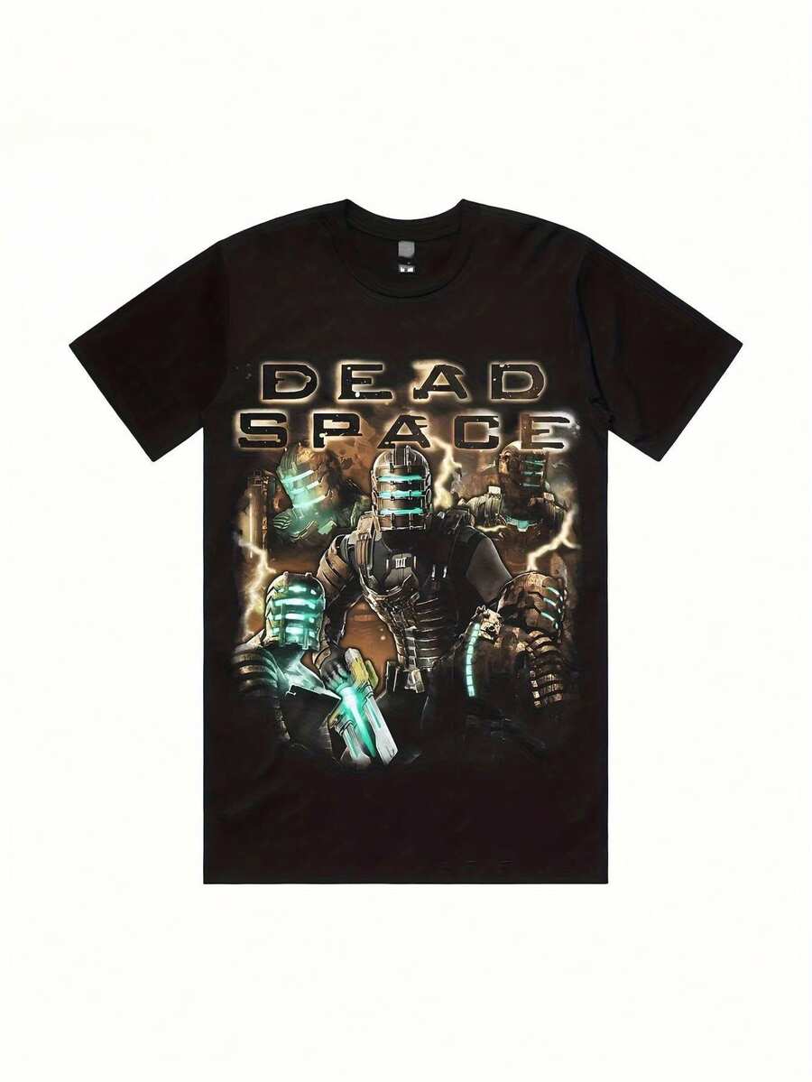 Camiseta del videojuego Dead Space - Logotipo oficial de Necromorph y personajes icónicos, ropa de videojuegos retro de ciencia ficción en color negro, camiseta suave y transpirable para uso casual y convenciones, para todas las estaciones (para fans de Dead Space). Una camiseta de manga corta adecuada para el hogar, uso diario, fiestas y viajes, perfecta como regalo para amigos o familiares. - Negro - Ver 1