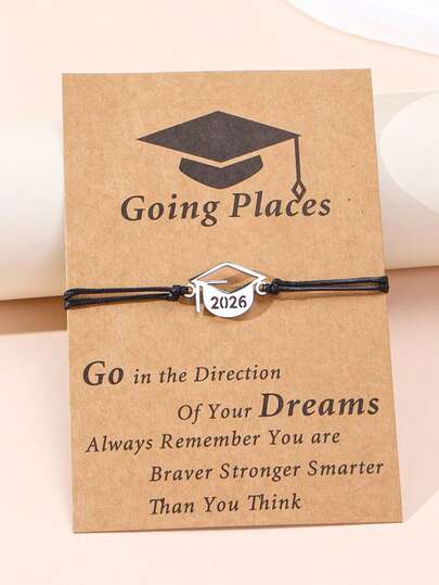1pc 2026 New Creative Fashion Graduation Cap Pendant Bracelet, Women/Couples/Friends Graduation/Back To School/Teacher's Day Gift, Daily Accessory
