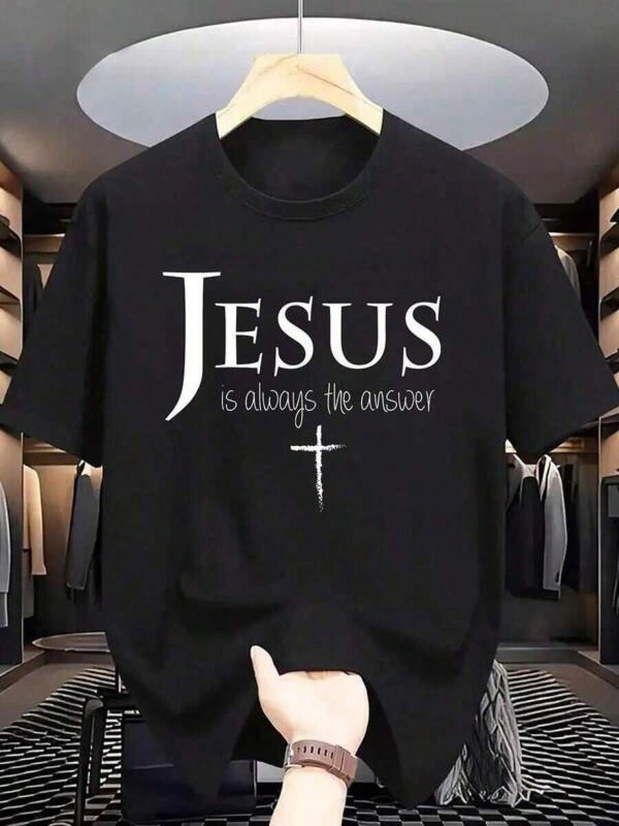 1 Piece Unisex Loose Fit Crew Neck Short Sleeve T-Shirt, 180g, 100% Pure Cotton, Breathable And Soft, Y2K Bababask Style With Modern Graphic Print, Ideal For Women And Men, Perfect For Daily Wear, Festivals, Concerts And All Seasons - 黑色 - 查看 1