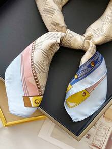 1pc Versatile Elegant Professional Flight Attendant Style Neckerchief - Fashionable Plaid - View 6