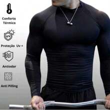 2 Thermal Base Layer Shirts With UV Protection, Breathable Fabric, Ideal For Activities In The Sun - 黑色 - 查看 2