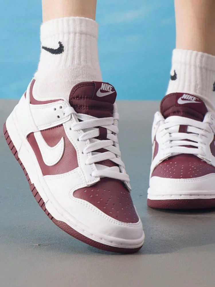 Giày thể thao Nike Dunk Dark Classic Style cổ thấp, mũi tròn, unisex, màu trắng và đỏ. - Trắng và đỏ - Xem 1