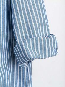 Women's Striped Shirt With Partially Open Collar - Multicolor 2 - View 5
