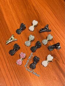12 piezas Elegantes Mini Pinzas para el Cabello de unicolor & Mariposa con Strass, Adecuadas para Flequillo, Flequillo, Citas, Vacaciones en la Playa, Desplazamiento al Trabajo, Gran Regalo para Novia, Temporada de Regreso a la Escuela, Pinzas para el Cabello, Clips para el Cabello - Multicolor - Ver 5