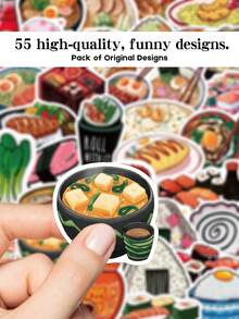 YWWBLD 55张日式食物贴纸，可用于笔记本电脑、行李箱、收纳盒、剪贴簿、装饰、DIY、涂鸦贴纸 - 彩色 - 查看 7