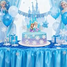 Hasbro 冰雪公主主題生日蛋糕裝飾套組，包含城堡、雪花與生日快樂裝飾，適合冬季主題派對甜點桌、冬季仙境 - 卡通蛋糕排插 - 查看 10
