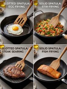 1/2 buah Spatula Kayu Rosewood Padat, Sendok Berlubang Anti Lengket, Peralatan Masak Tahan Panas, Lapisan Anti Lengket Premium, Desain Ergonomis, Ideal Untuk Memasak Ikan, Telur, Pancake, Alat Dapur untuk Memanggang, Aksesori Dapur - Akasia - View 1