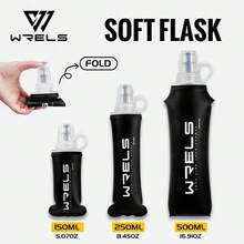 WRELS 1件 150/250/500ML輕量可折疊咬嘴馬拉松運動水壺，無味冷水瓶，熱壓製工藝製造 - 彩色 - 查看 12