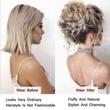 Messy Bun Hair Women Chignon Wig Piece Tousled Updo Air Extensions With Elastic Hair Bands Curly Hair Bun - Multicolor - View 5