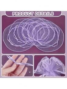 10 buah Tas Organza Ungu Muda, Set Hadiah untuk Wanita/Pria, Dengan Resleting dan Pita, Sempurna untuk Dekorasi Perhiasan, Pernikahan, Ulang Tahun, Baptisan, Hadiah Pesta, dan Acara Spesial Lainnya - Ungu muda - View 5