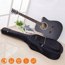 Wasserdichte Gitarrentasche für 39/40/41 Zoll Akustikgitarren, Hochwertiges Gig Bag mit Verstärkter Polsterung & Tragegurten, Robuster Gitarren-Rucksack mit Mehreren Fächern für Zubehör - Schwarz - Übersicht 2