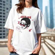 J-Hope Arirang ,  World Tour 2026, Merch T-Shirt, Bangtan 2026 Merch, BTTS Concert, P Army, Gift, Unisex T-Shirt, Unisex Urban Vintage Style, Loose Fit Short Sleeve Cotton T-Shirt With Round Neck, Blouses For Women. Casual Blouses For Ladies. - 白色 - 查看 7