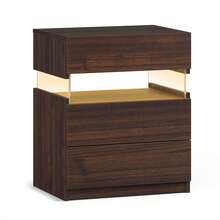 Modern Bedside Table / Wooden Bedside Table / Bedside Table With 3 Drawers / Easy To Assemble, Plenty Of Storage Space / For Bedroom, Living Room, Bedside Furniture - 核桃 - 查看 3