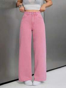 Unity Jeans de mezclilla lisos y casuales para mujer - Ponche de Fiesta - Ver 6