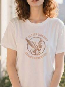 Funny-Team-Flying-Monkeys-Squadron-Wizard-Spooky--Camiseta de verano para mujer, Camisetas gráficas para mujer - Blanco - Ver 5
