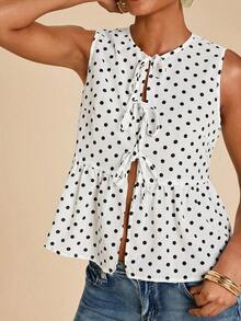 Camiseta de gasa con estampado para mujer para vacaciones de primavera/verano - Blanco y Negro - Ver 6