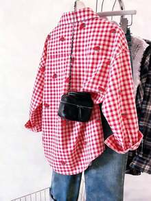 Blusa de mujer, estampado de rayas de fresa, diseño fresco y ligero, camisa estilo Ins, blusas de mujer holgadas de manga larga casual de doble uso, regalo para la mejor amiga y la novia, otoño/invierno, graduación, maestras, vuelta al cole - Multicolor 8 - Ver 2