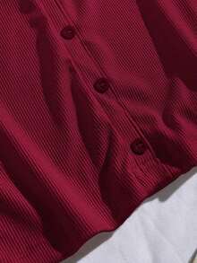 Blusa sin mangas con cuello polo y escote en V para mujer, de estilo casual y chic para la calle, en color marrón - Burdeos - Ver 6
