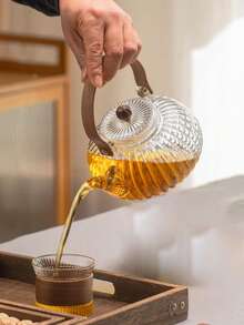 Ấm trà thủy tinh hình quả bí ngô 800ml, ấm trà thủy tinh chịu nhiệt có tay cầm, ấm trà dùng trên bếp, ấm trà trong suốt thích hợp cho trà lá rời và trà hoa. - Nhiều màu - Xem 11