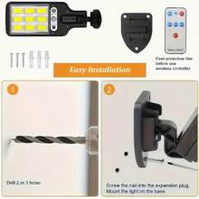 1 pieza Luz de pared solar LED súper brillante de 800mAh con sensor de movimiento, 3 modos de iluminación, luz de para jardín exterior, alimentada por energía solar para patio, calle y alumbrado comercial, lámpara solar para exteriores - Luces solares - Ver 4