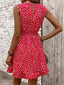 Vestido casual - Vestido casual moderno - Vestido casual de vacaciones - Vestido pastoril para mujer - Vestidos de verano para mujer - Ropa de mujer - Vestidos talla grande vendidos - Atuendos de verano para mujer - Rojo 2 - Ver 2