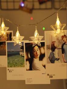1pc Photo Wall Decor Light, LED Decorative Lights, Star & Heart Clip String Lights, Suitable For Birthday, Party, Valentine's Day, Room & Bedroom Decor, Five-Pointed Star & Heart Clip Fairy Lights - Warm Light - View 6