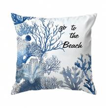 4pcs/Set Ocean Coral & Shell Pattern Pillow Cover, Single-Sided Printed Cushion Cover, Suitable For Living Room, Bedroom, Home Decor, All Seasons - Multicolor - View 11