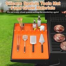 Silicone Griddle Tools Mat For Blackstone  Traeger Pit Boss - Side Shelf Spatula Mat With Drip Pad - Flat Top Grill Smoker - Thảm nướng BBQ bằng silicon - Xem 3