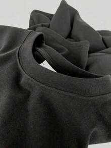 Camiseta Vintage de 1 Pieza con Estampado Gráfico a Cuadros "Mama Life" para Mujer, Casual, 100% Algodón, Cuello Redondo, Elegante y a la Moda. - Negro - Ver 5