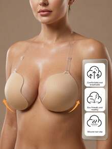 Reusable Invisible Nipple Covers For Women, A-G Cup, Adhesive Bra, Strapless Bra, Invisible Breast Petals, Halter Strap Design, Suitable For Large Bust, Lift And Support Breasts, Prevent Sagging, Breast Lifter, Washable, Suitable For Wedding Dress, Gown, Dress, Swimwear, Bikini, Sleepwear - Multicolor - View 2