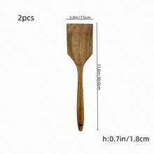 2pcs Wooden Cooking Utensils Set, Cooking Spoon, Non-Stick Coating, Heat Resistant, Ergonomic Design, Easy To Cook Steak, Pizza And Other Delicacies - Easy To Clean, Dishwasher , Kitchen Essential, Mixing Spoon For Cooking, Baking, Great Gift For Homemakers - Acacia - View 7